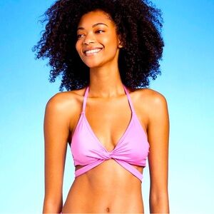 Womens Metallic Twist Detail Underwire Bikini Top Shade & Shore Purple 38D NWT